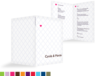 Menükarte Hochzeit "Herzchen"