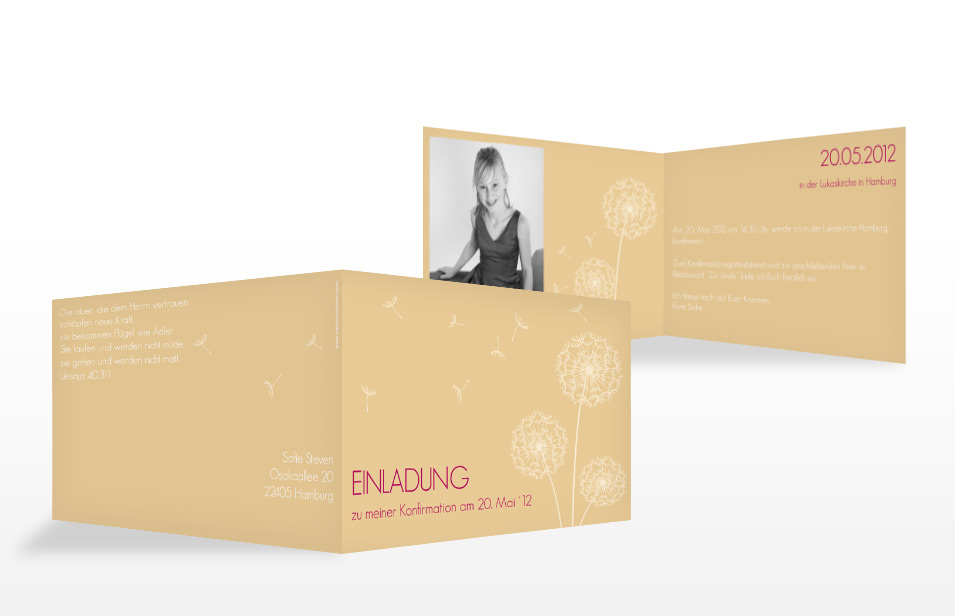 Konfirmationseinladung "Pusteblume"