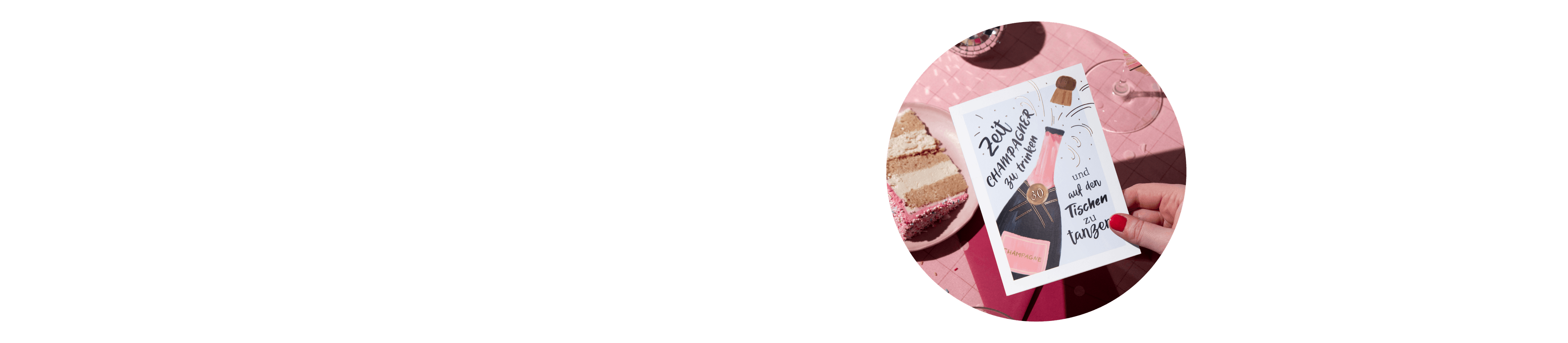 Einladungskarte zum 30. Geburtstag im Postkartenformat mit Champagnermotiv