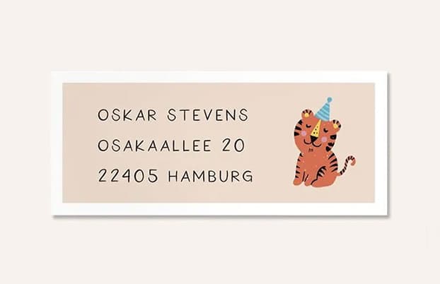 Absenderaufkleber für Kindergeburtstagskarten