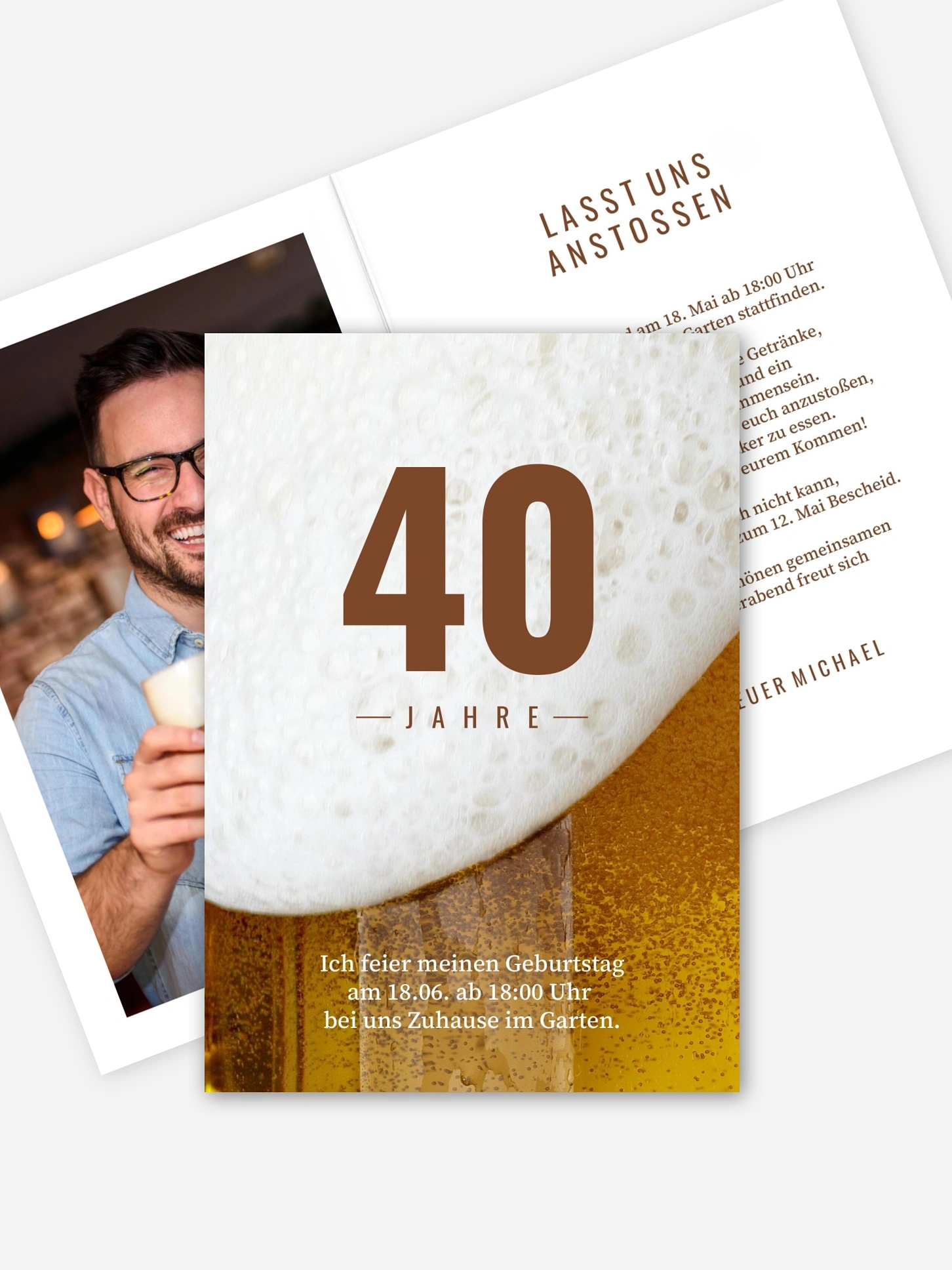 Einladung 40. Geburtstag Hopfen und Malz