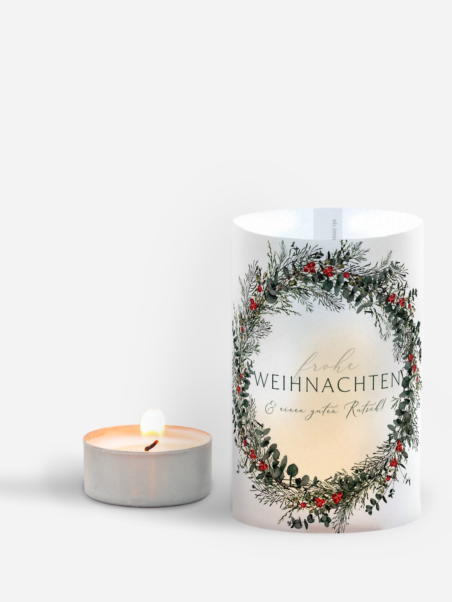 Windlicht Weihnachten Classic Wreath