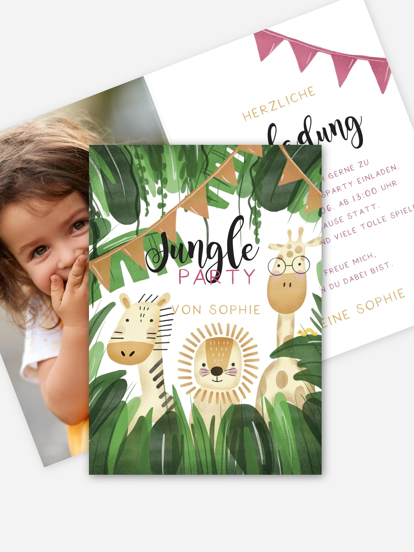 Kindergeburtstagseinladung Jungletrio