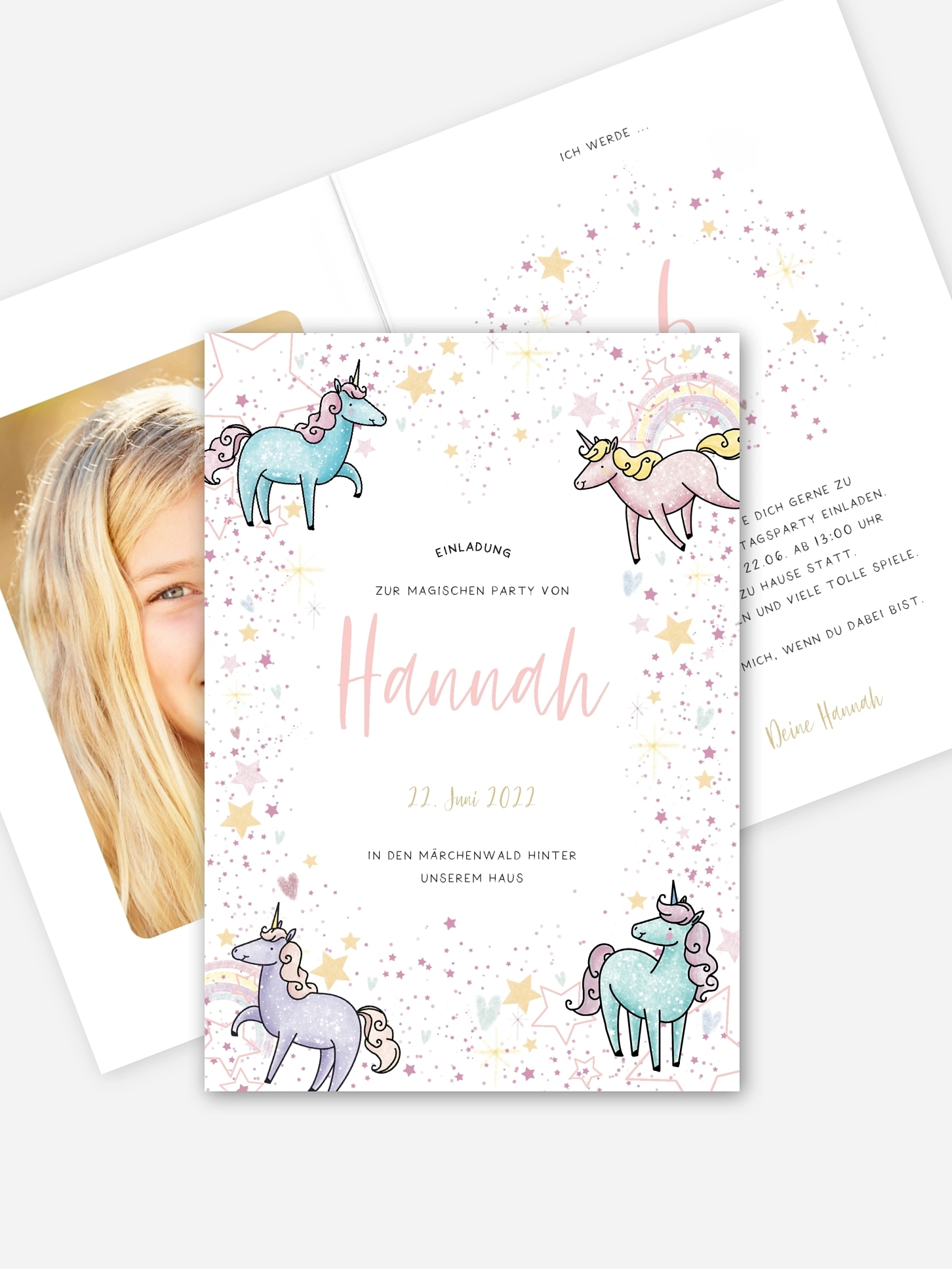 Kindergeburtstagseinladung Magical Unicorn