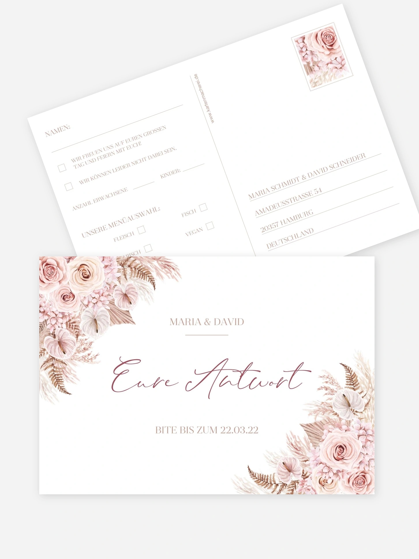 Antwortkarte Hochzeit Blush Bloom