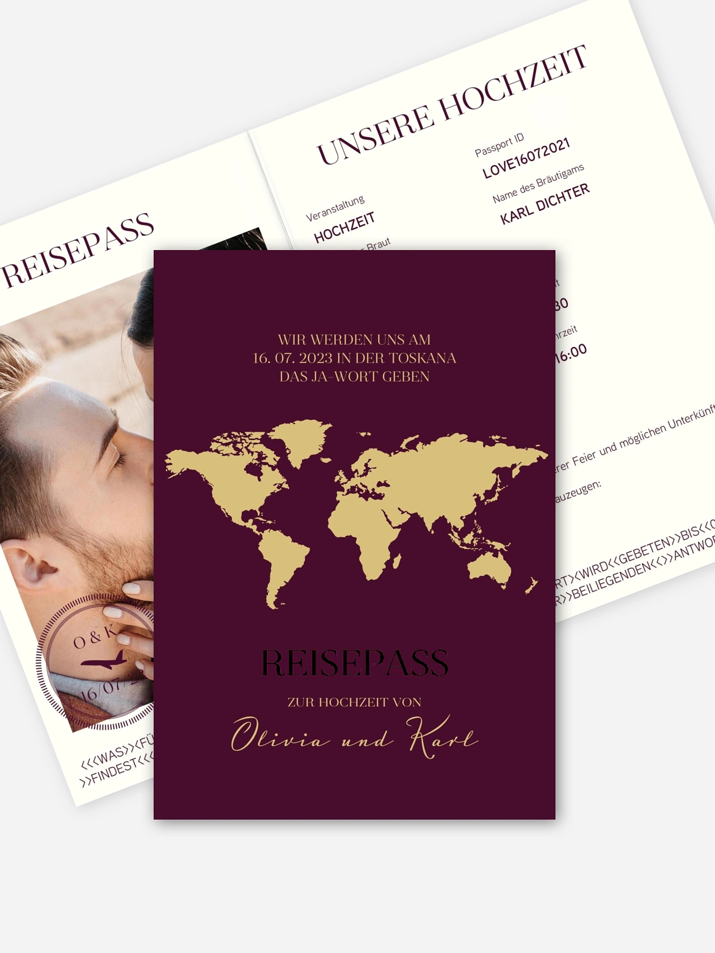 Hochzeitseinladung Reisepass