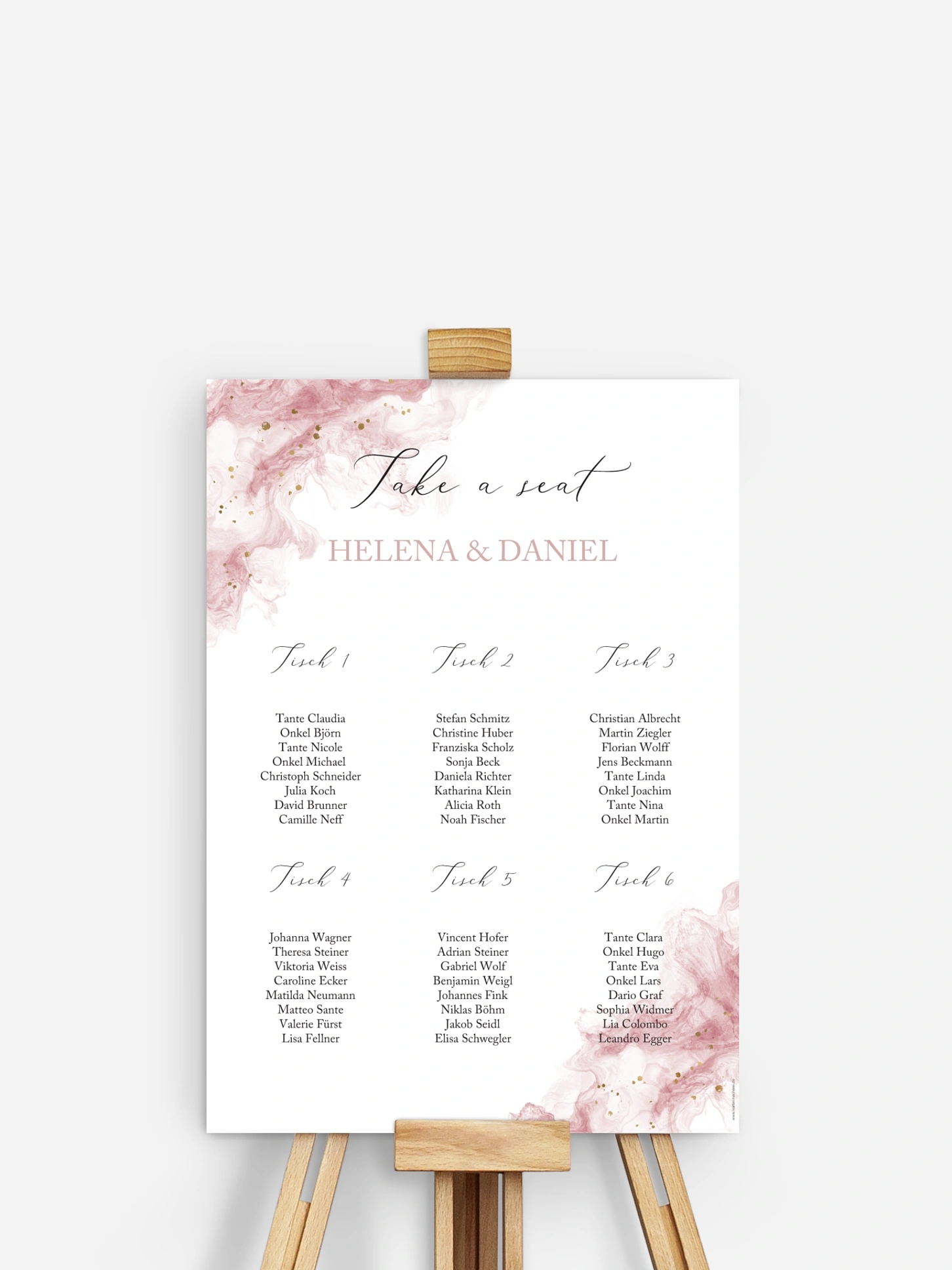 Sitzplan Plakat Rose Marble