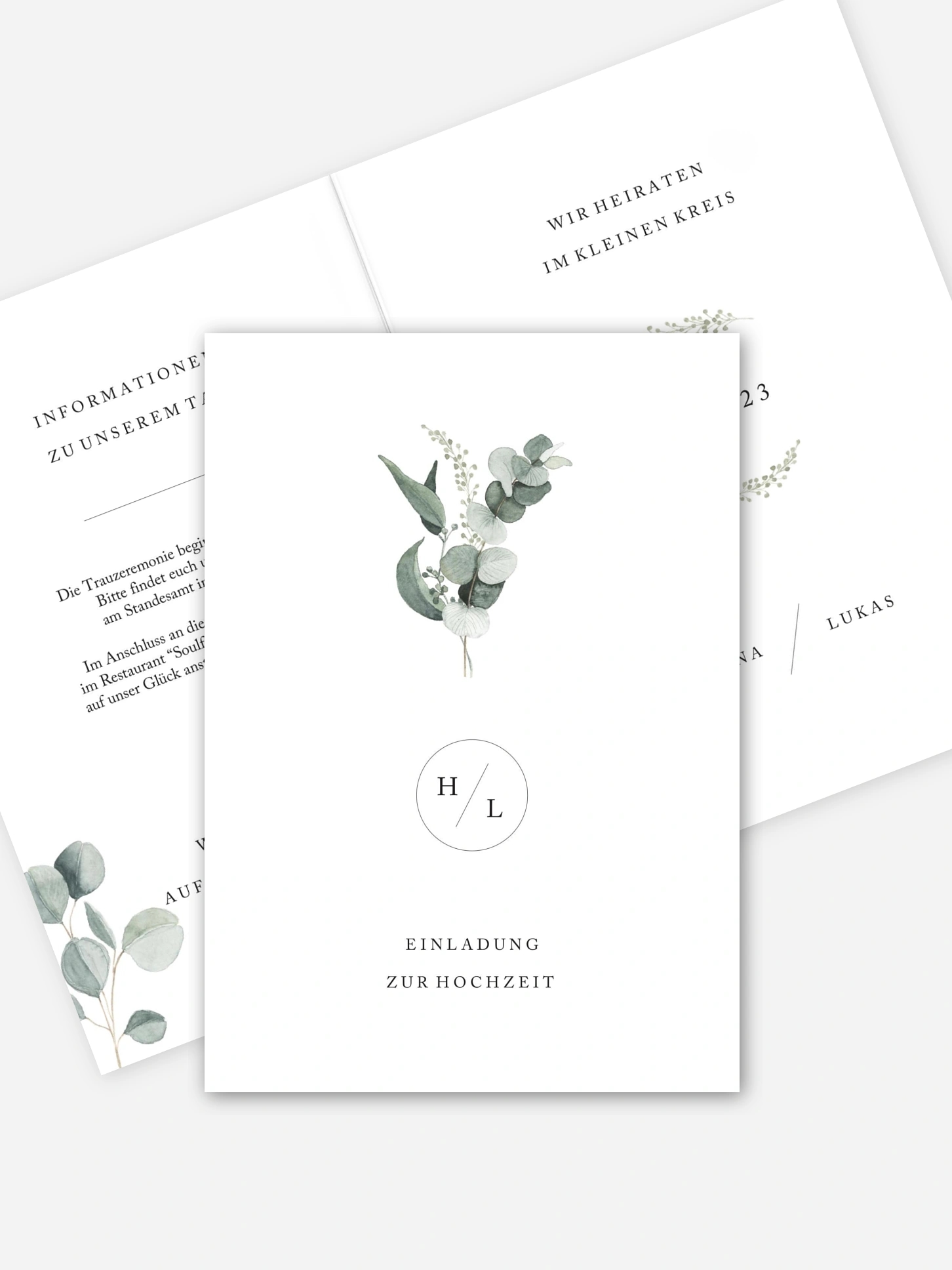 Hochzeitseinladung Scandi Eucalyptus