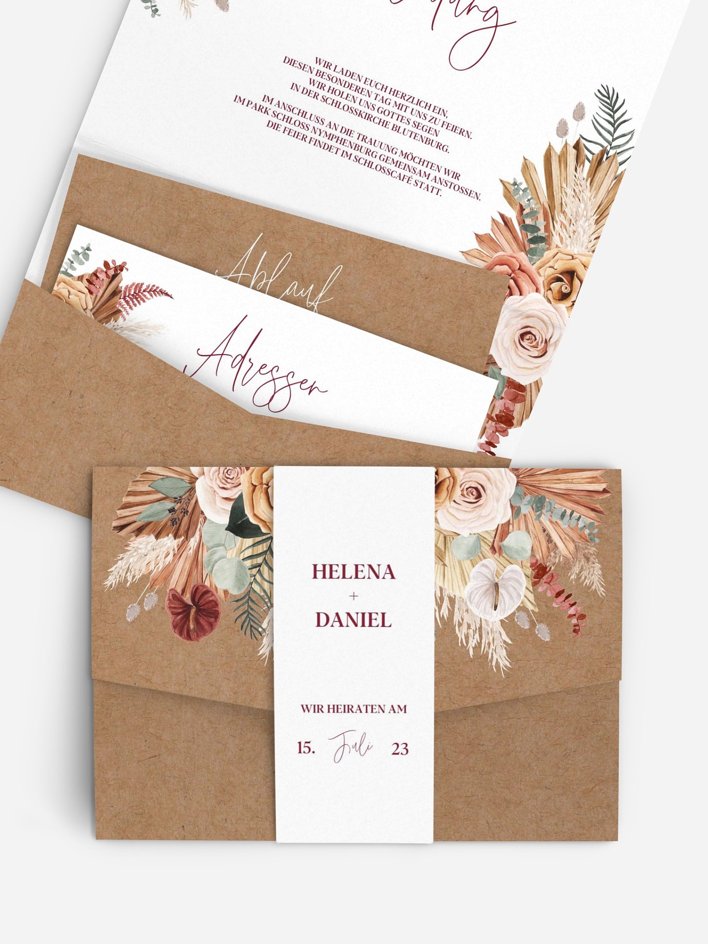 Hochzeitseinladung Bohemian Florals