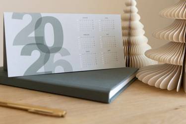 Weihnachtskarte geschäftlich mit Notizbuch als Kundengeschenk