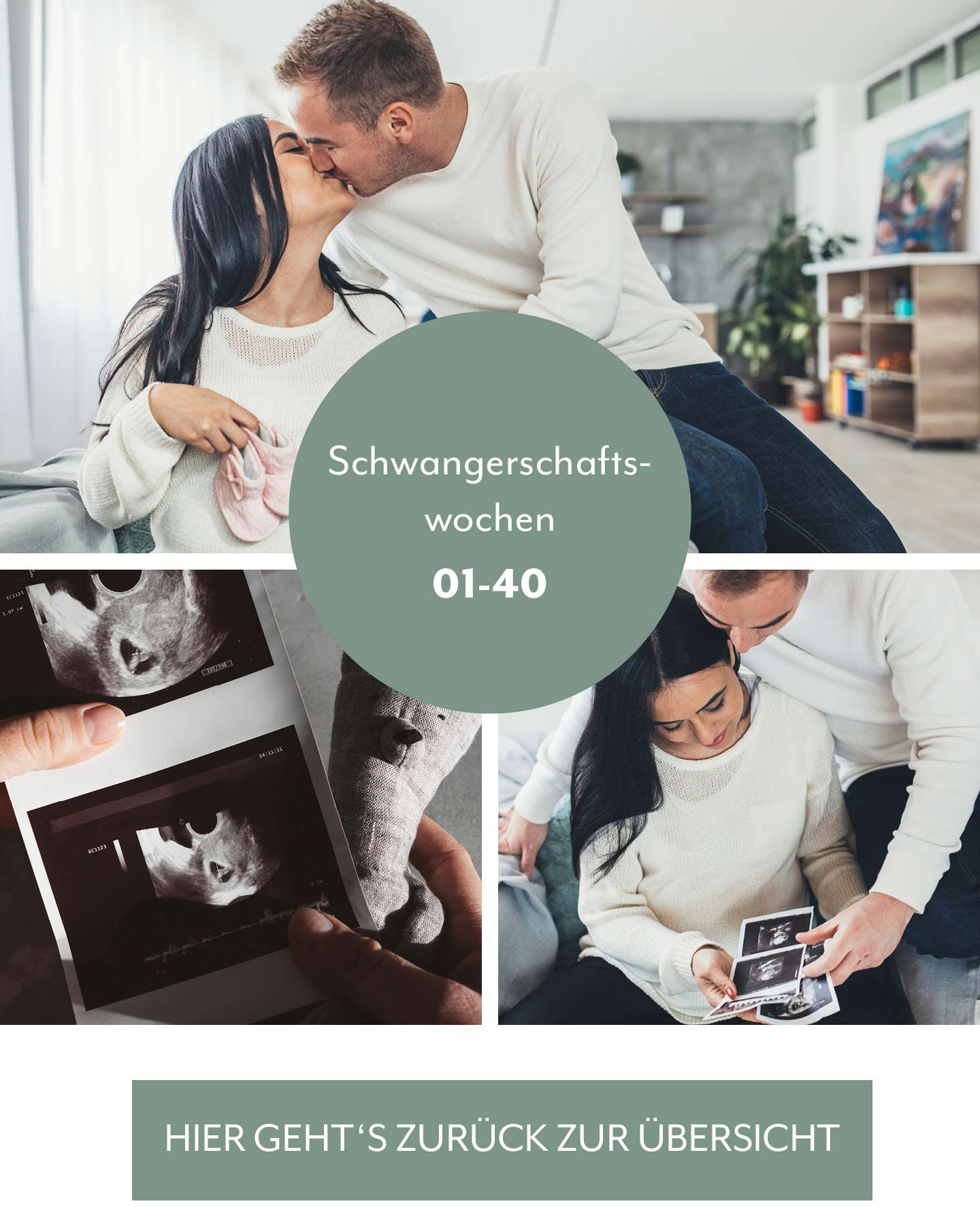 Schwangerschaftswochen Überblick: Paar guckt Ultraschallbild an.