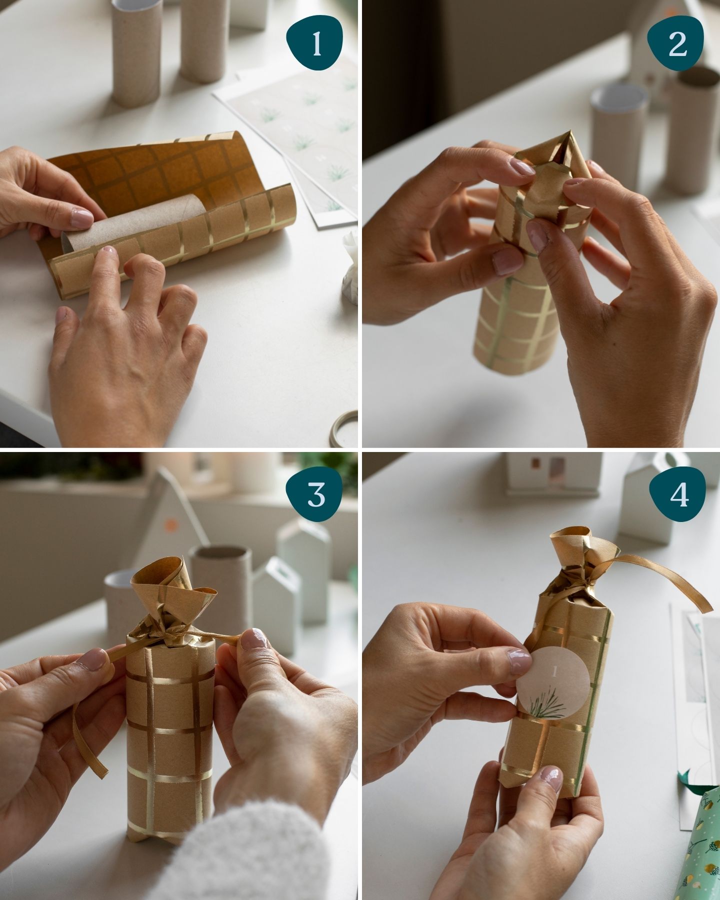 Schritt für Schritt Anleitung für den selbst gemachten Adventskalender aus Klorollen.
