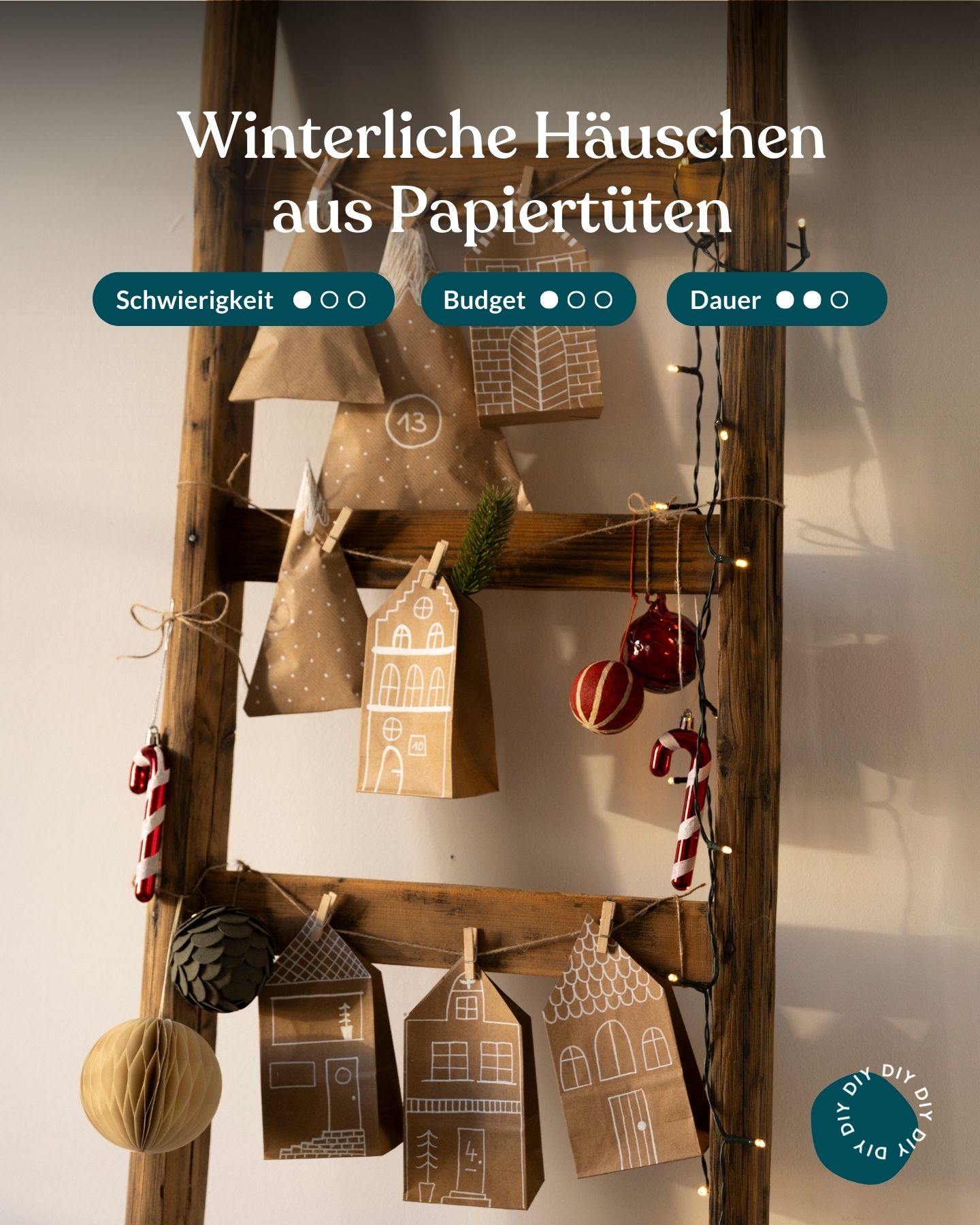 Adventskalender für Kinder aus Papiertüten basteln.