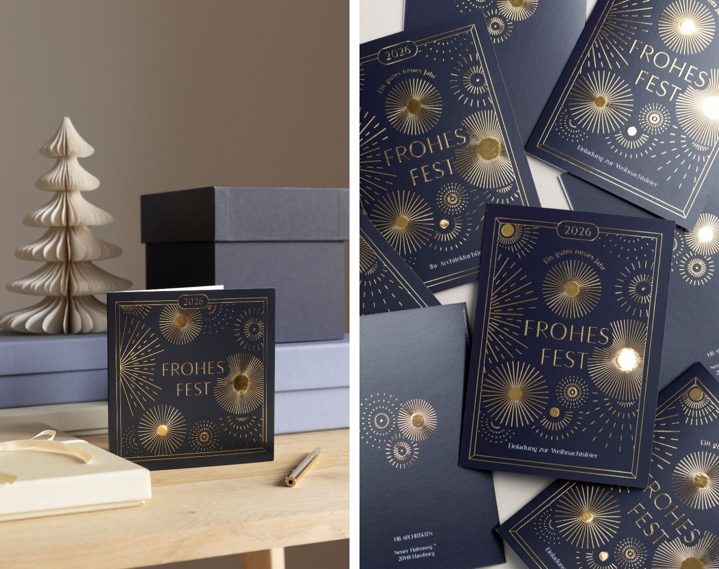 Weihnachtskarte mit Goldveredelung