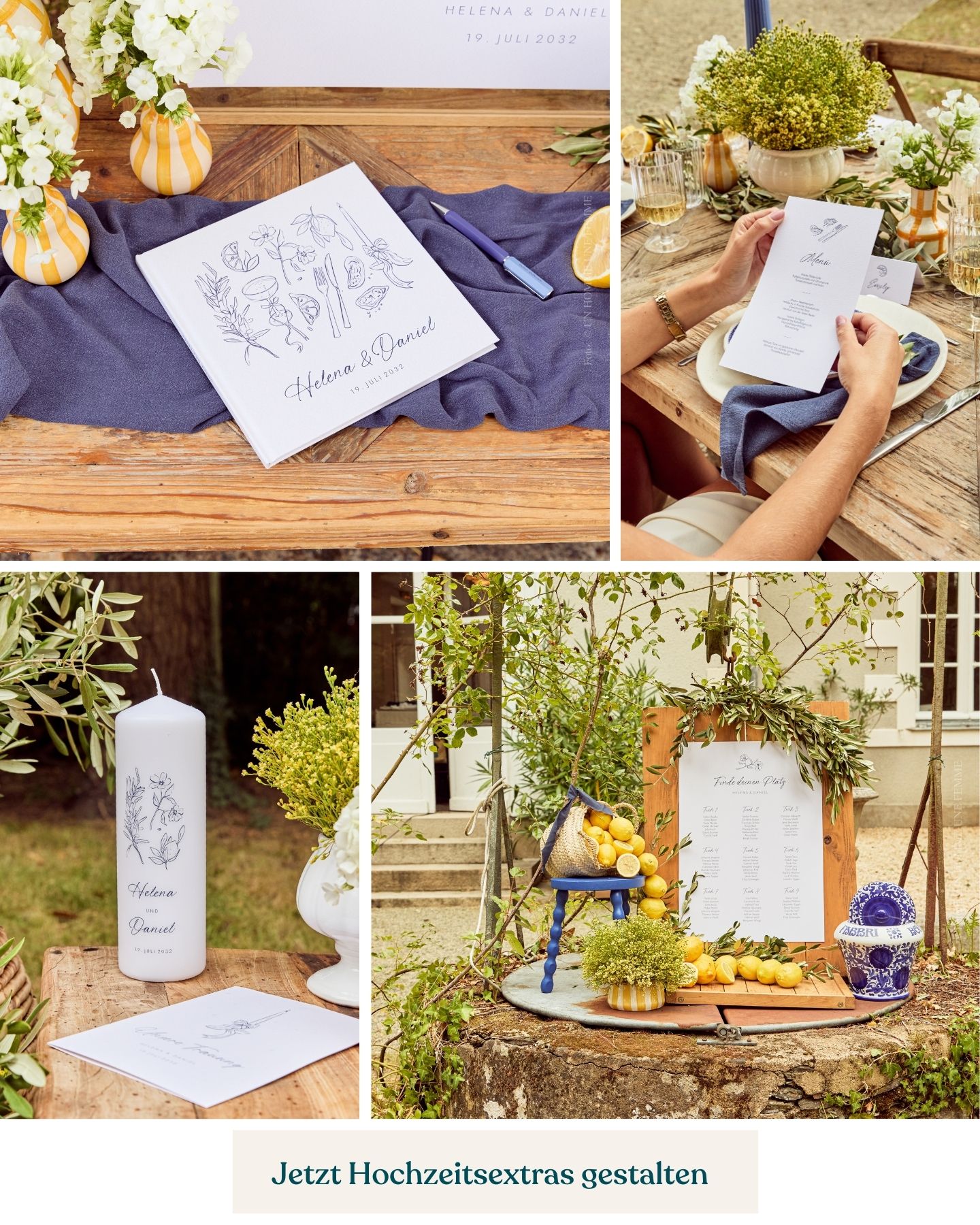 Festlich gedeckter Hochzeitstisch bei Nacht