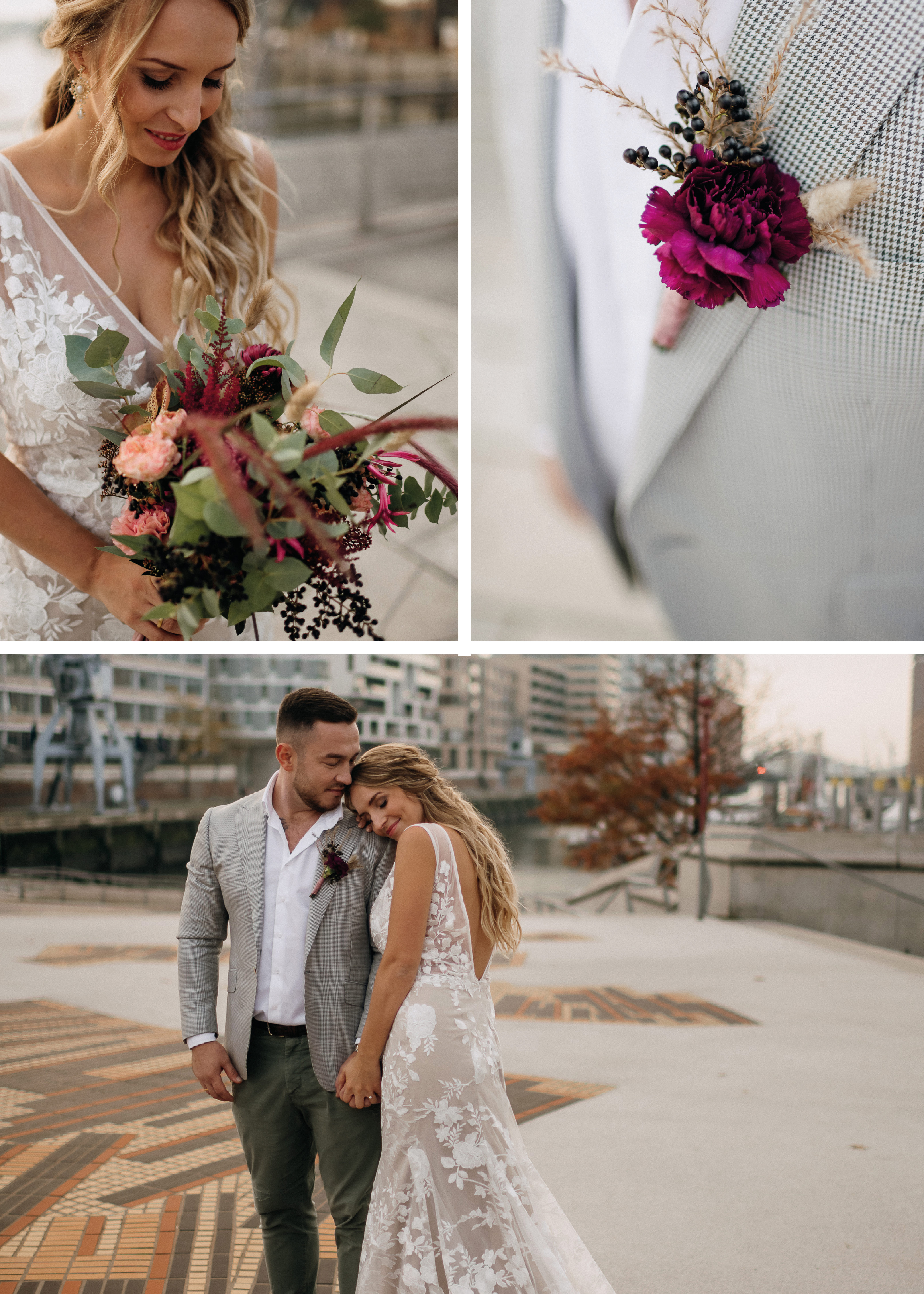 Hochzeit in der Stadt, Brautpaar in der Hafencity