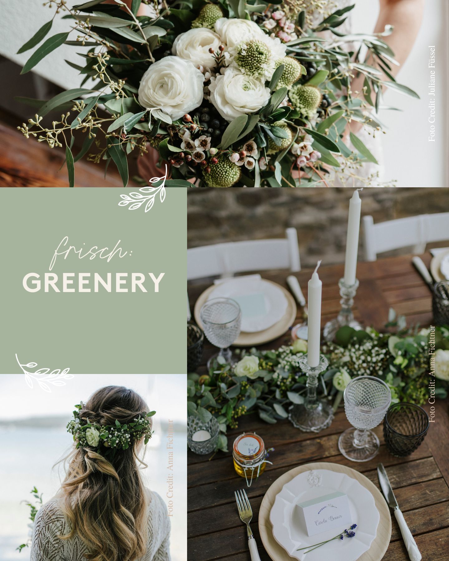 Hochzeitstrend Greenery Collage
