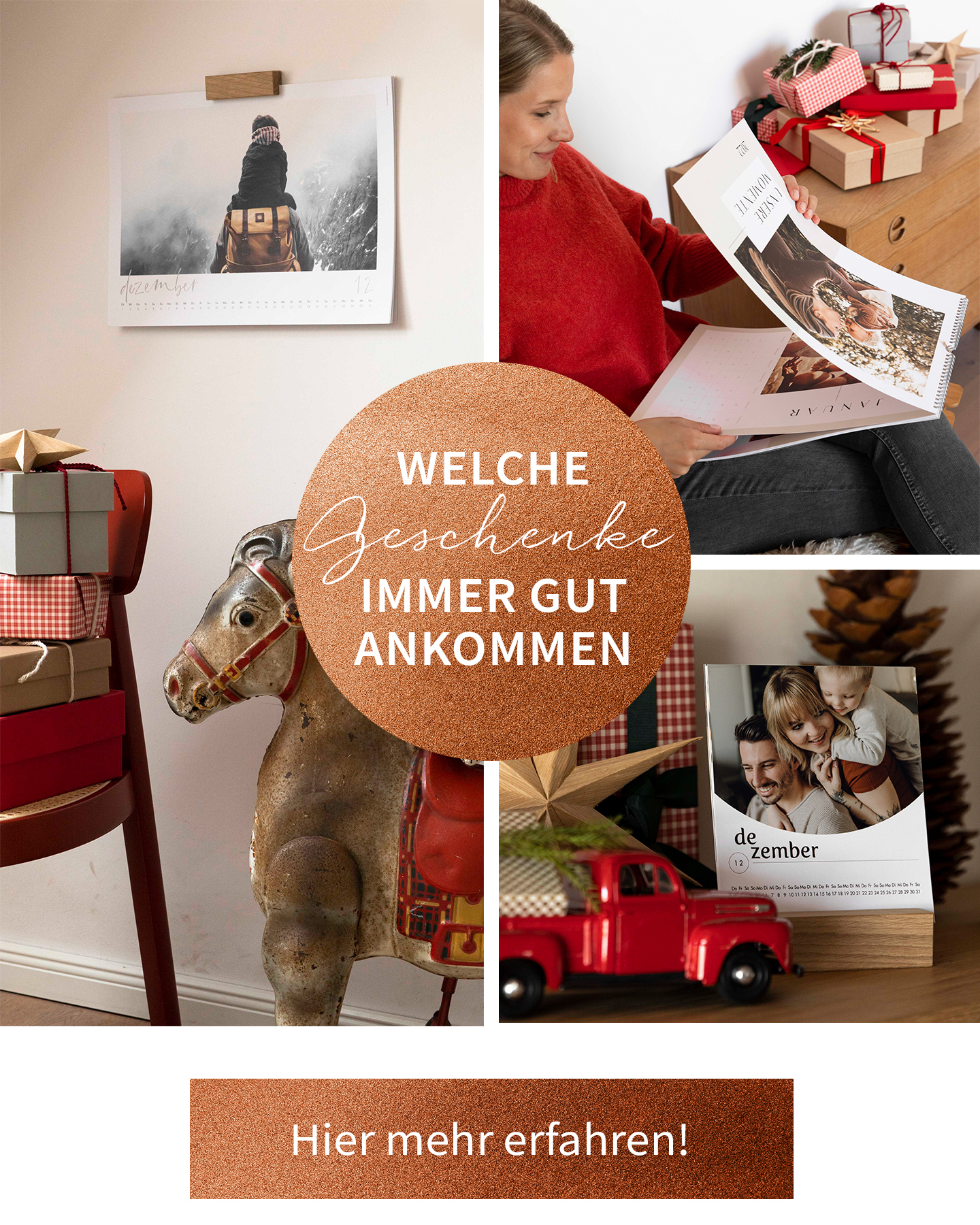 Collage aus Geschenken, die man immer verschenken kann