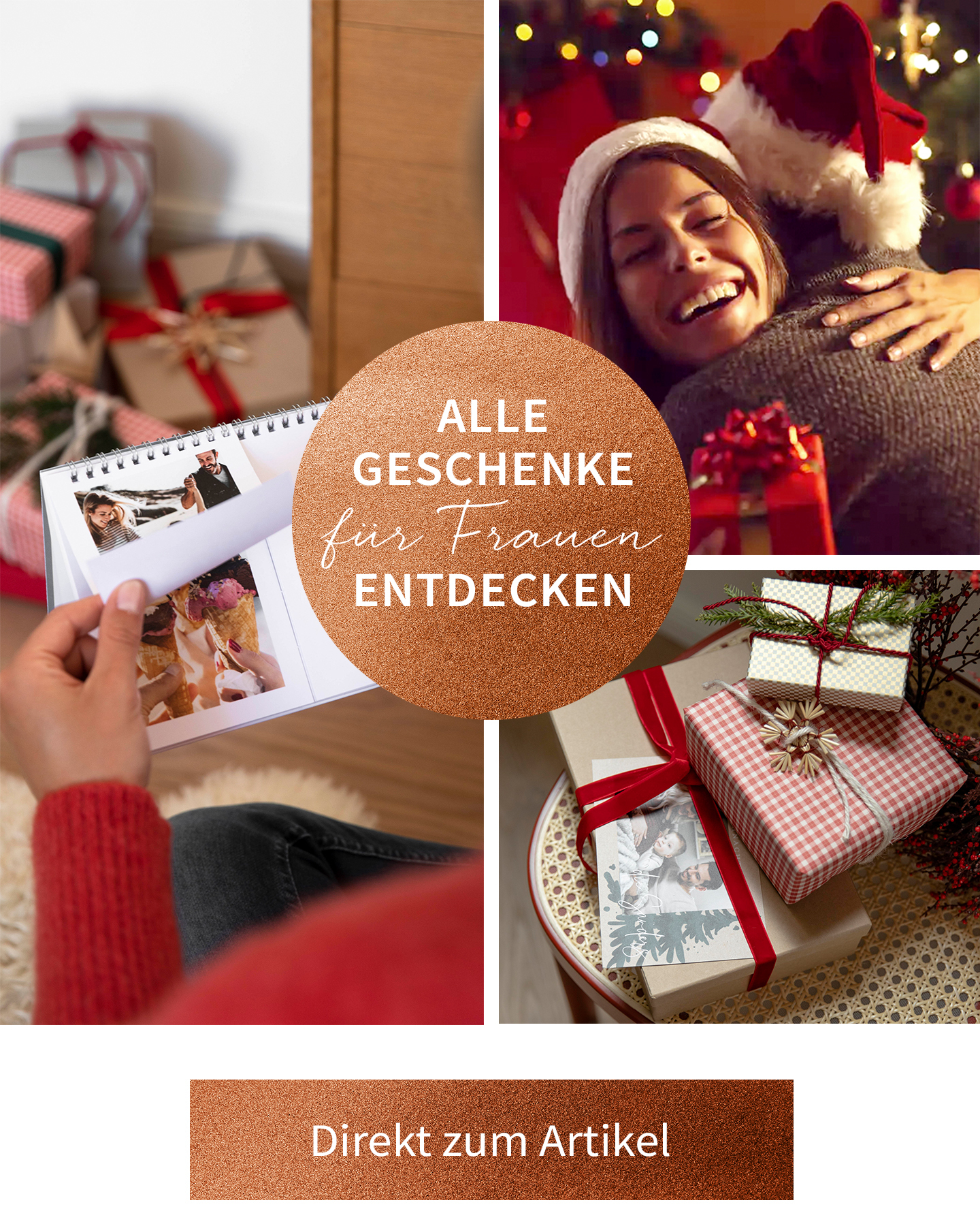 Collage mit Geschenken für Frauen