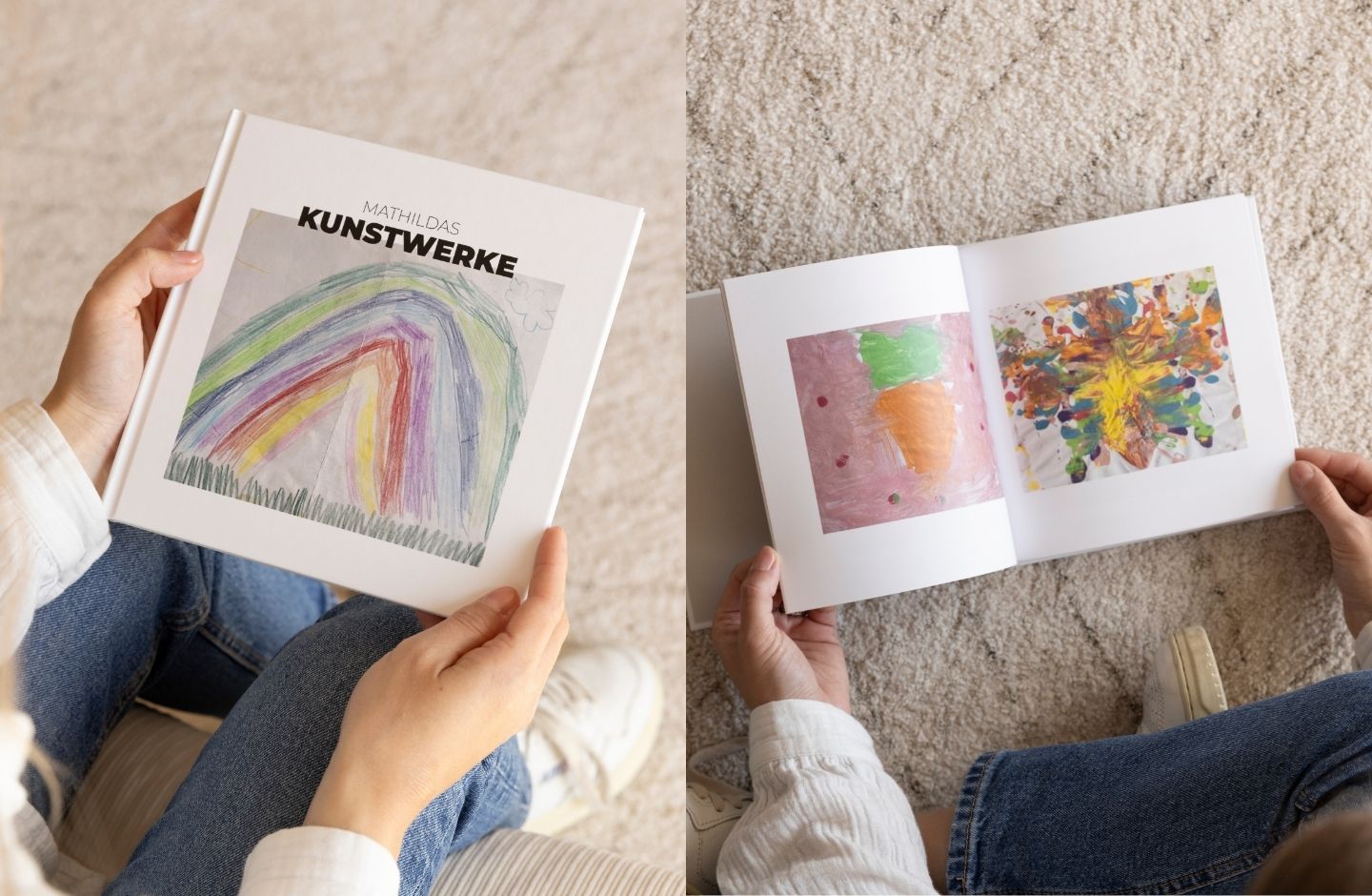 Fotobuch mit Mathildas gemalten Kunstwerken.