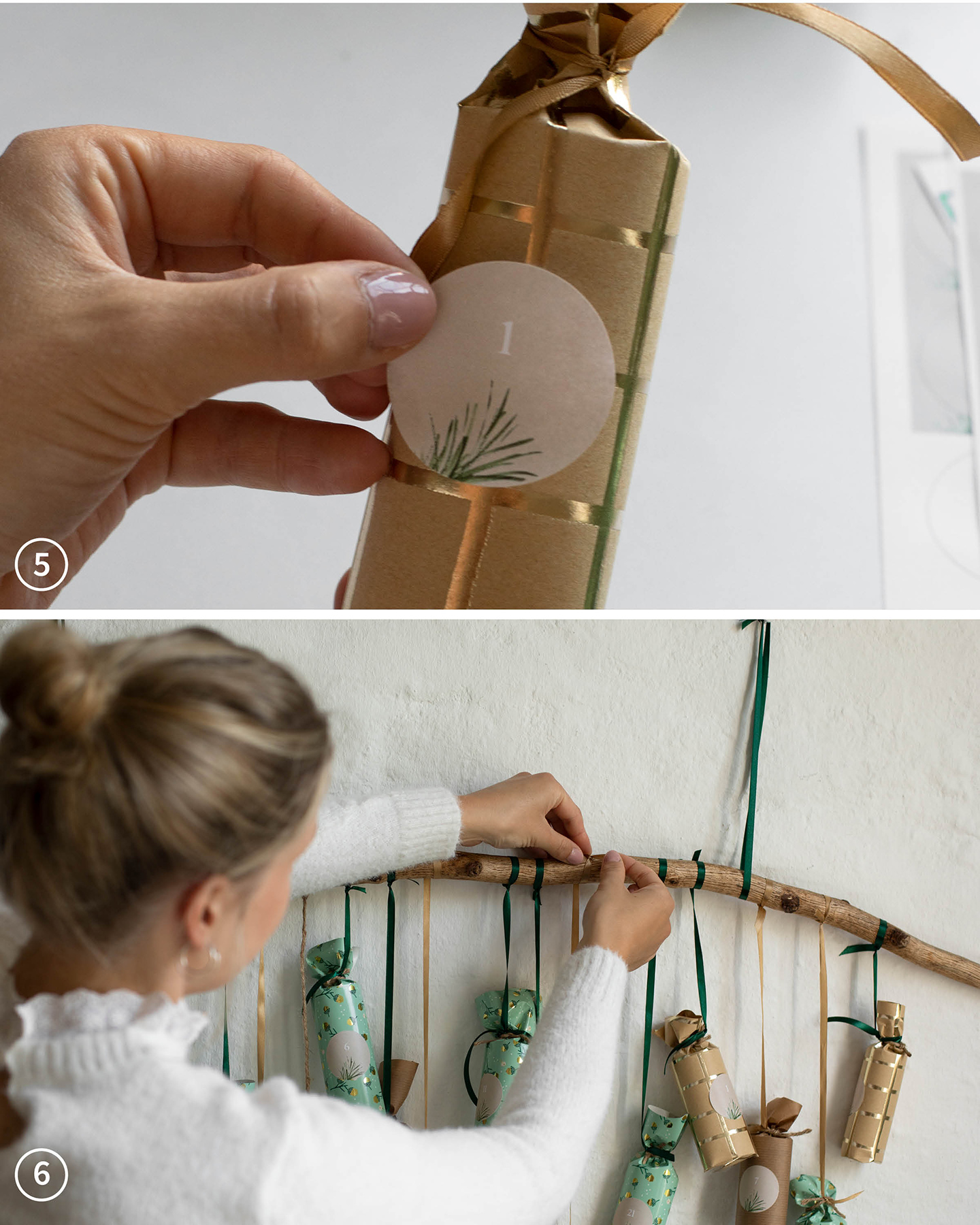 Schritt für Schritt Anleitung für den selbst gemachten Adventskalender aus Klorollen.