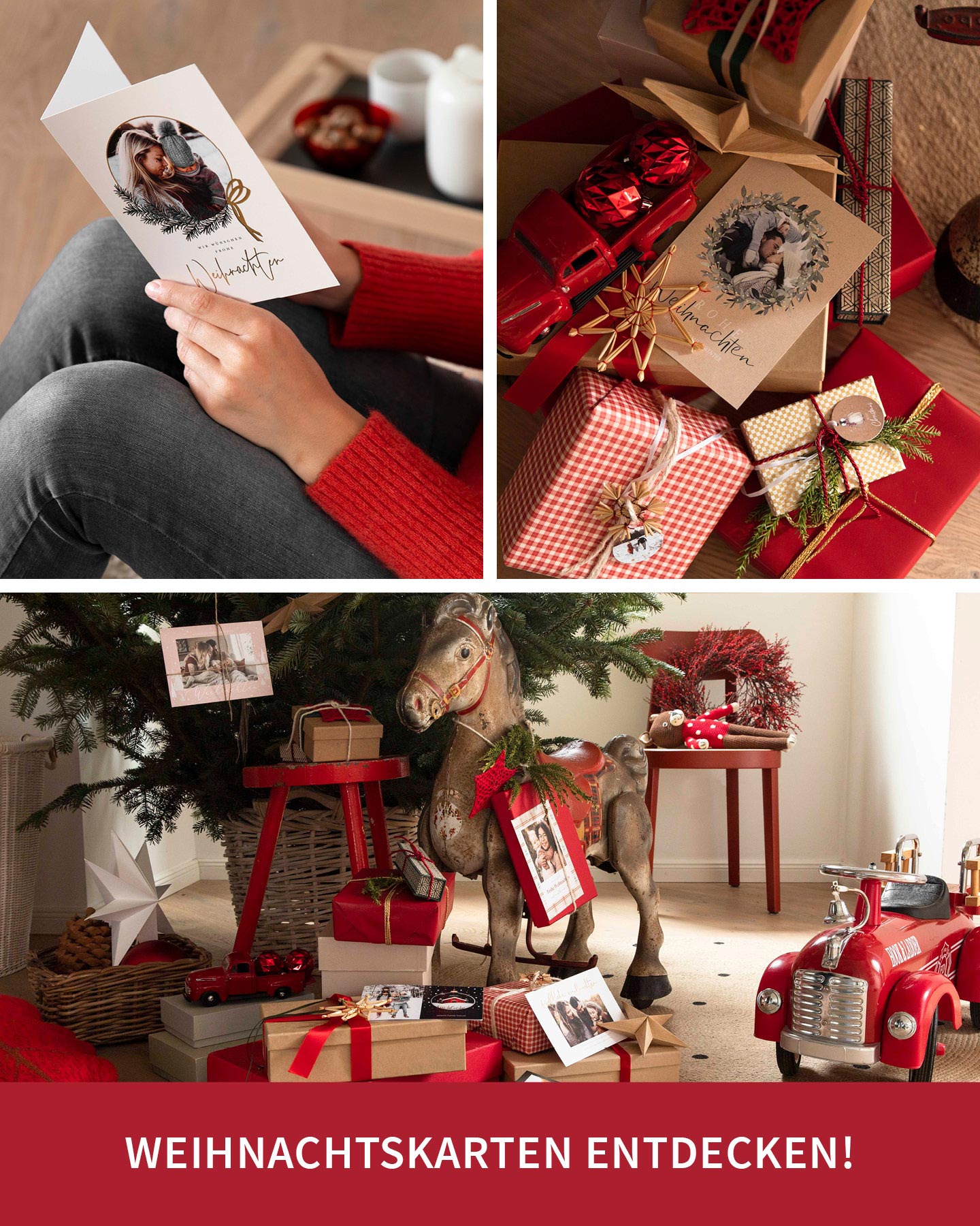Collage mit schönen Weihnachtskarten als Weihnachtsgeschenk für Männer