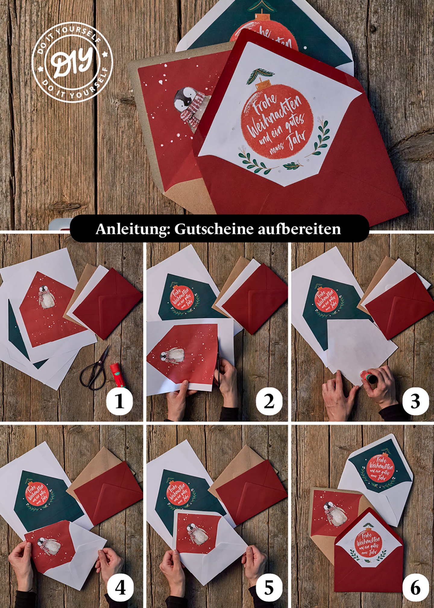 Anleitung für das richtige Verpacken eines wundervollen Gutscheins zu Weihnachten. Schritt für Schritt Anleitung, um die Liebsten zu überraschen. 