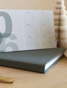 Weihnachtskarte geschäftlich mit Notizbuch als Kundengeschenk