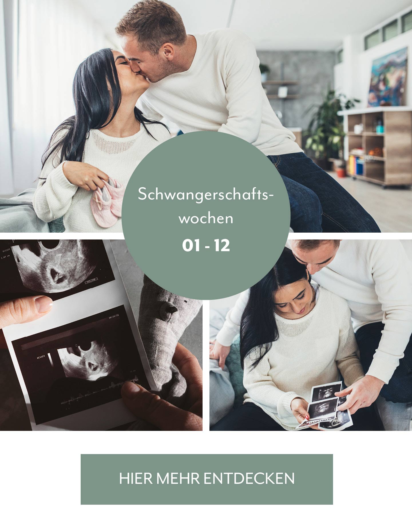 Schwangerschaftswochen Übersicht 1 Trimester: Paar schaut auf Ultraschall Bild