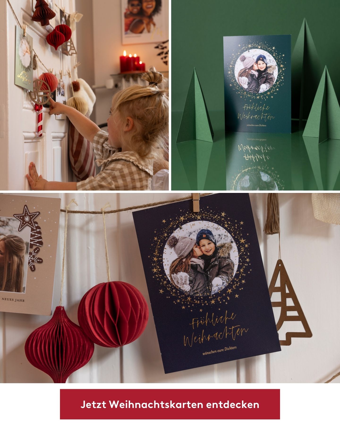 Collage mit schönen Weihnachtskarten