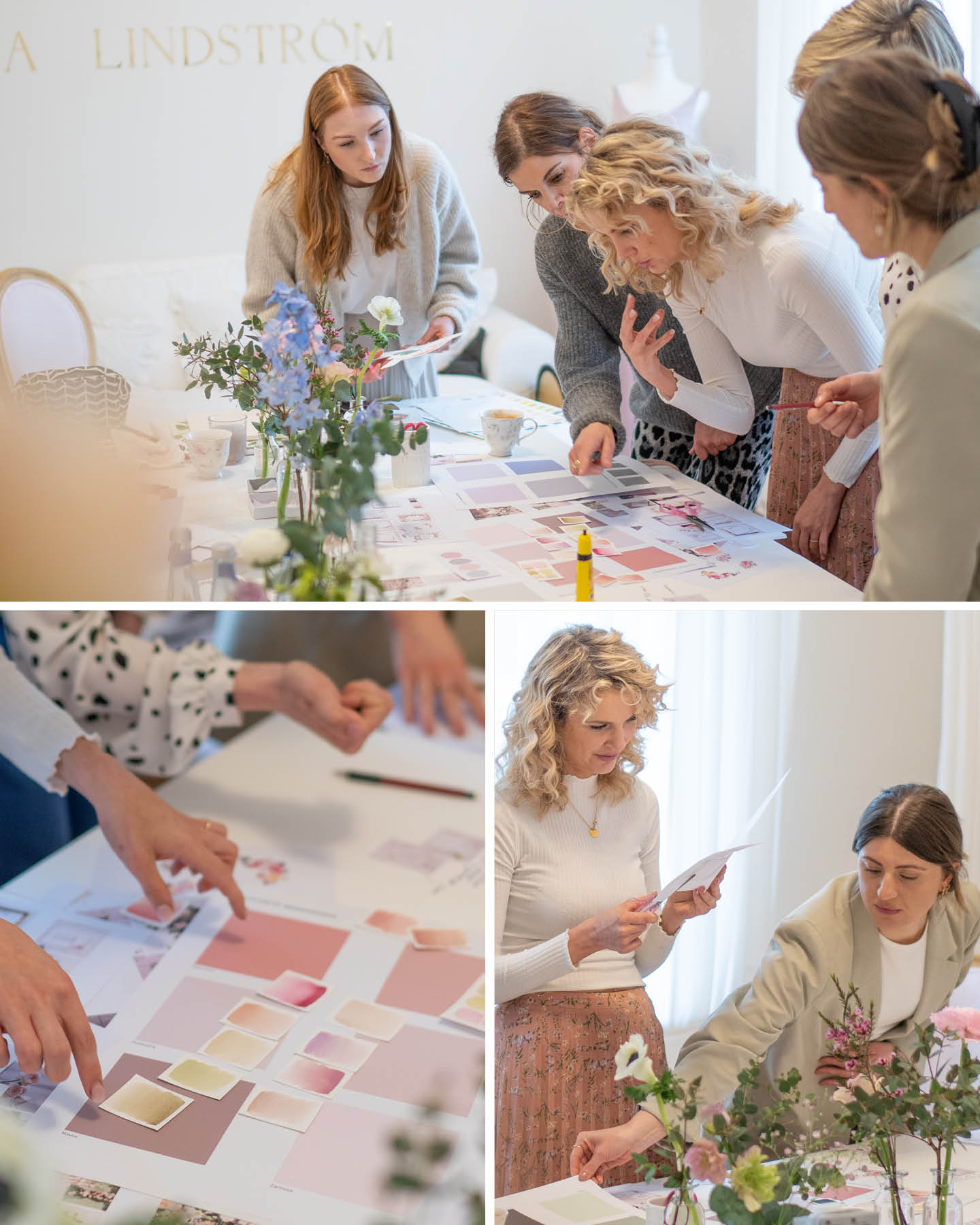 Sanna Lindström und die Designerinnen der kartenmacherei bei der Farbauswahl