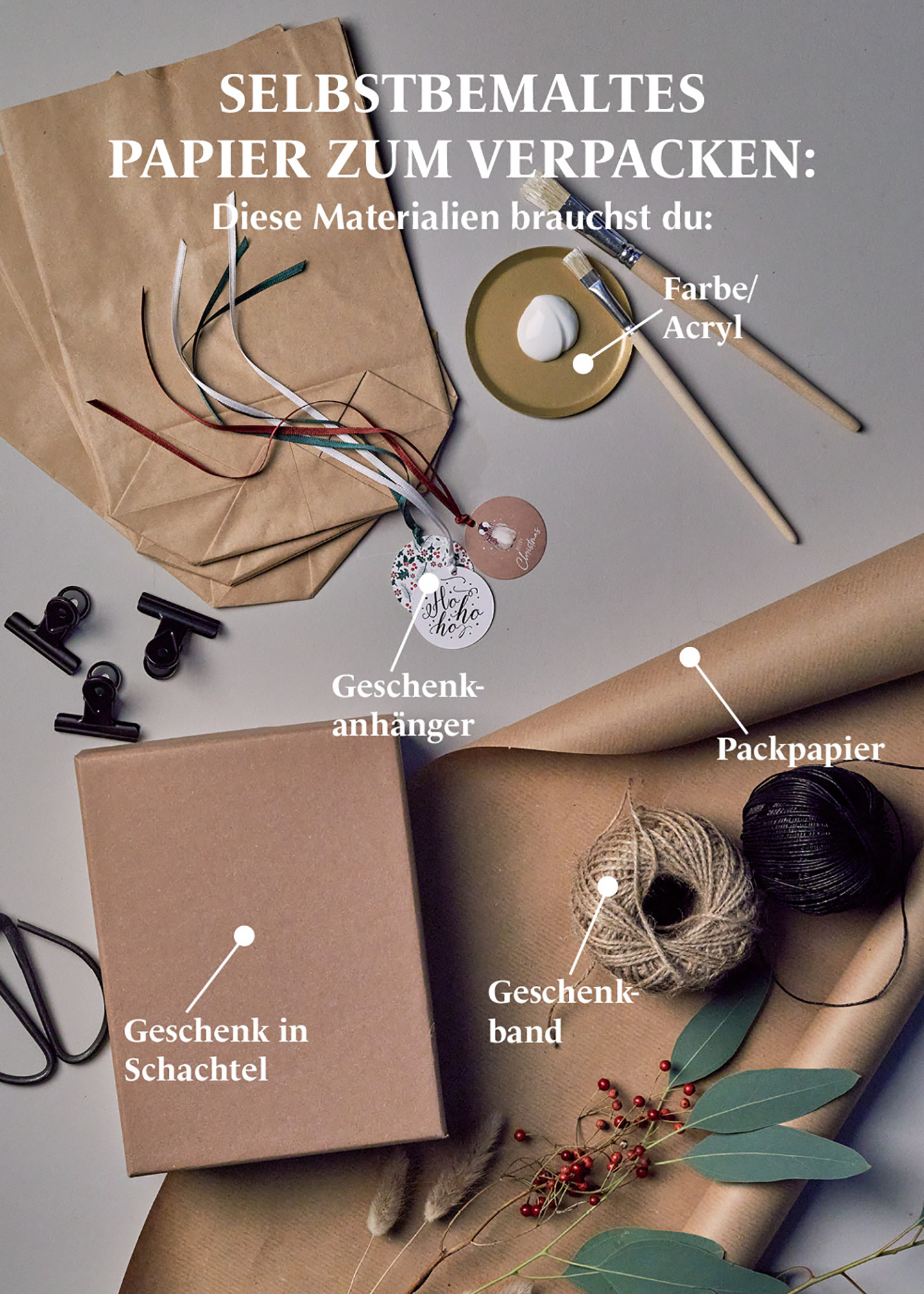 DIY Geschenkpapier selbstbemalen: Anleitung, Materialien erklärt