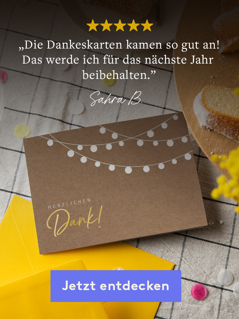 Dankeskarten zum Geburtstag – Versand in 1-2 Tagen
