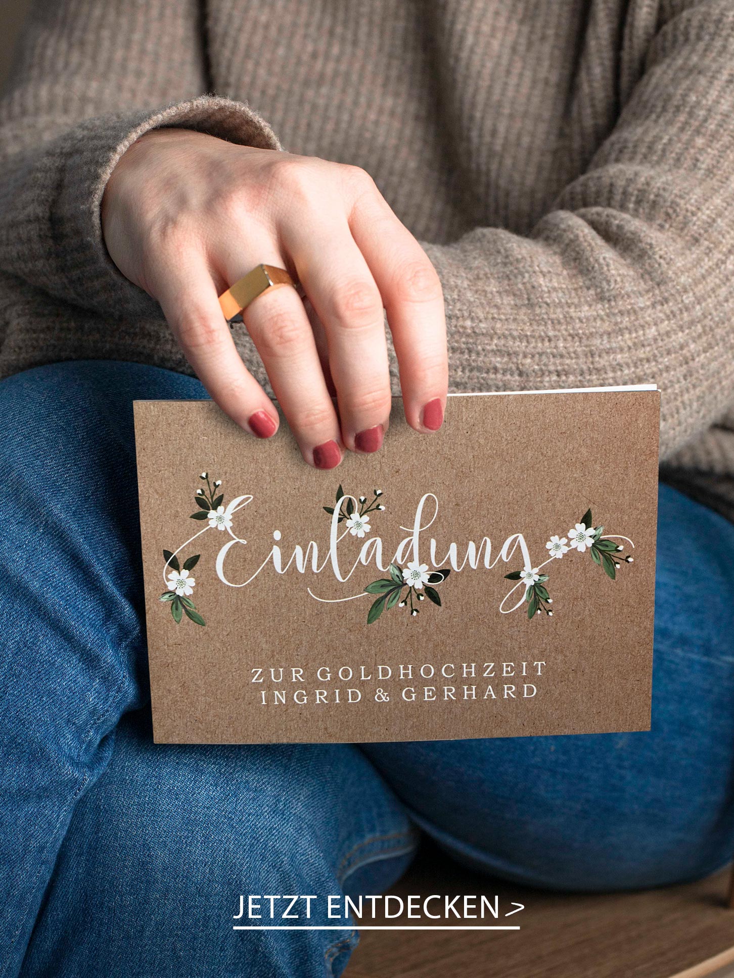 EINLADUNG ZUR GOLDENEN HOCHZEIT Rustic Flowers